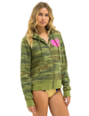 Heart 2 Hoodie, Camo/Neon Pink