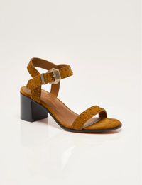 Buckle Up Block Heel, Driftwood Tan Suede