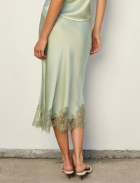 Satin Pencil Skirt, Light Sage