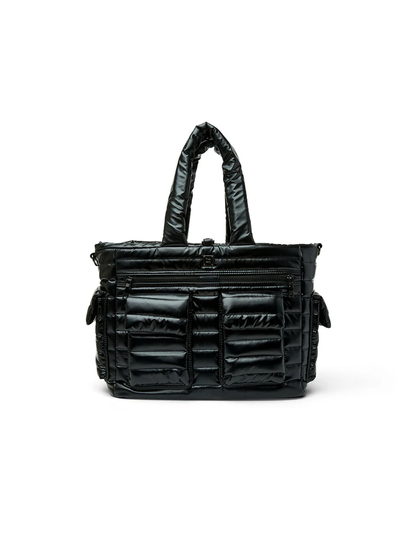 Two Faced Reversible Tote, Pearl Black