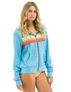 5 Stripe Zip Hoodie, Aquamarine/White Neon
