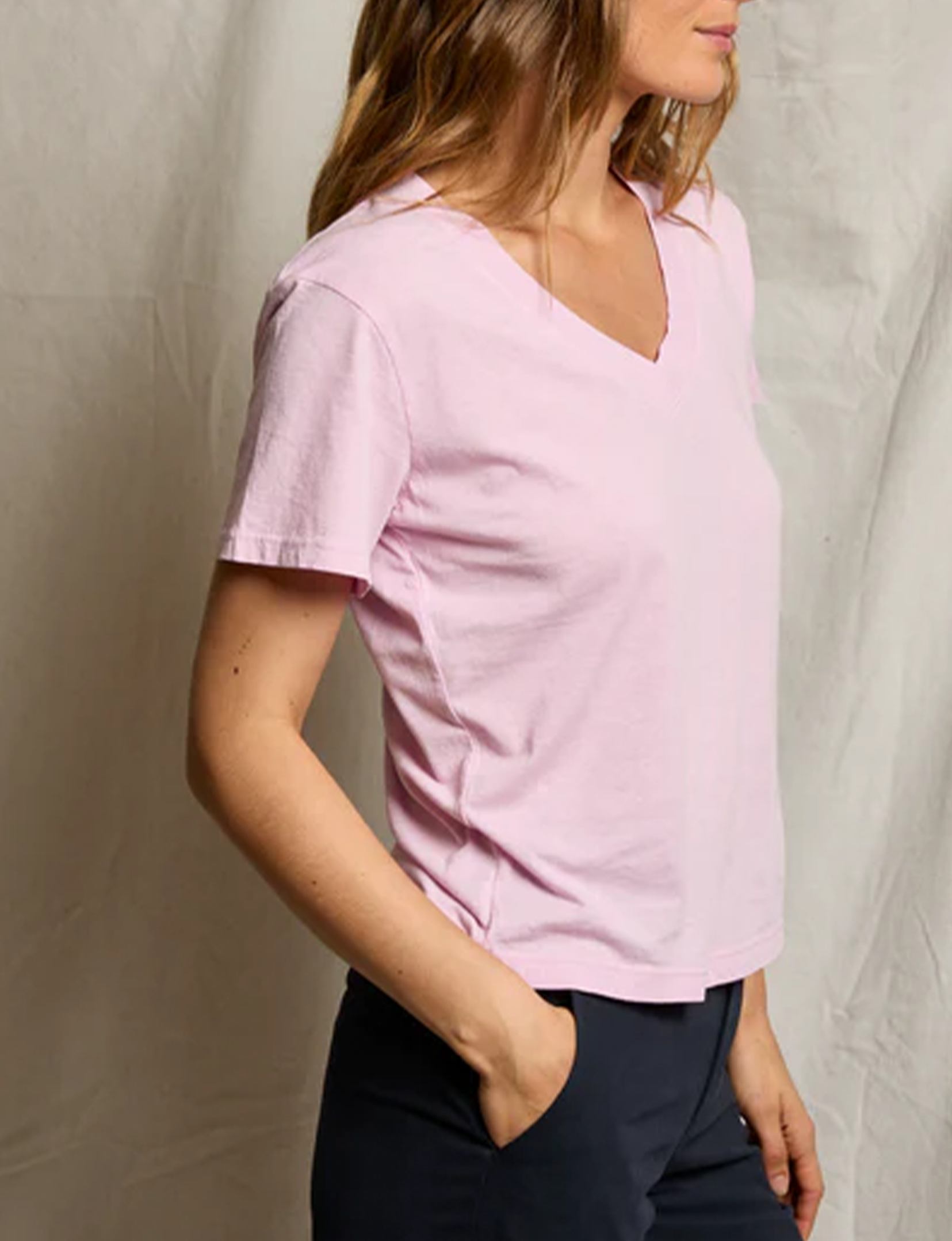 Hendrix V Neck Tee, Sugar Pink
