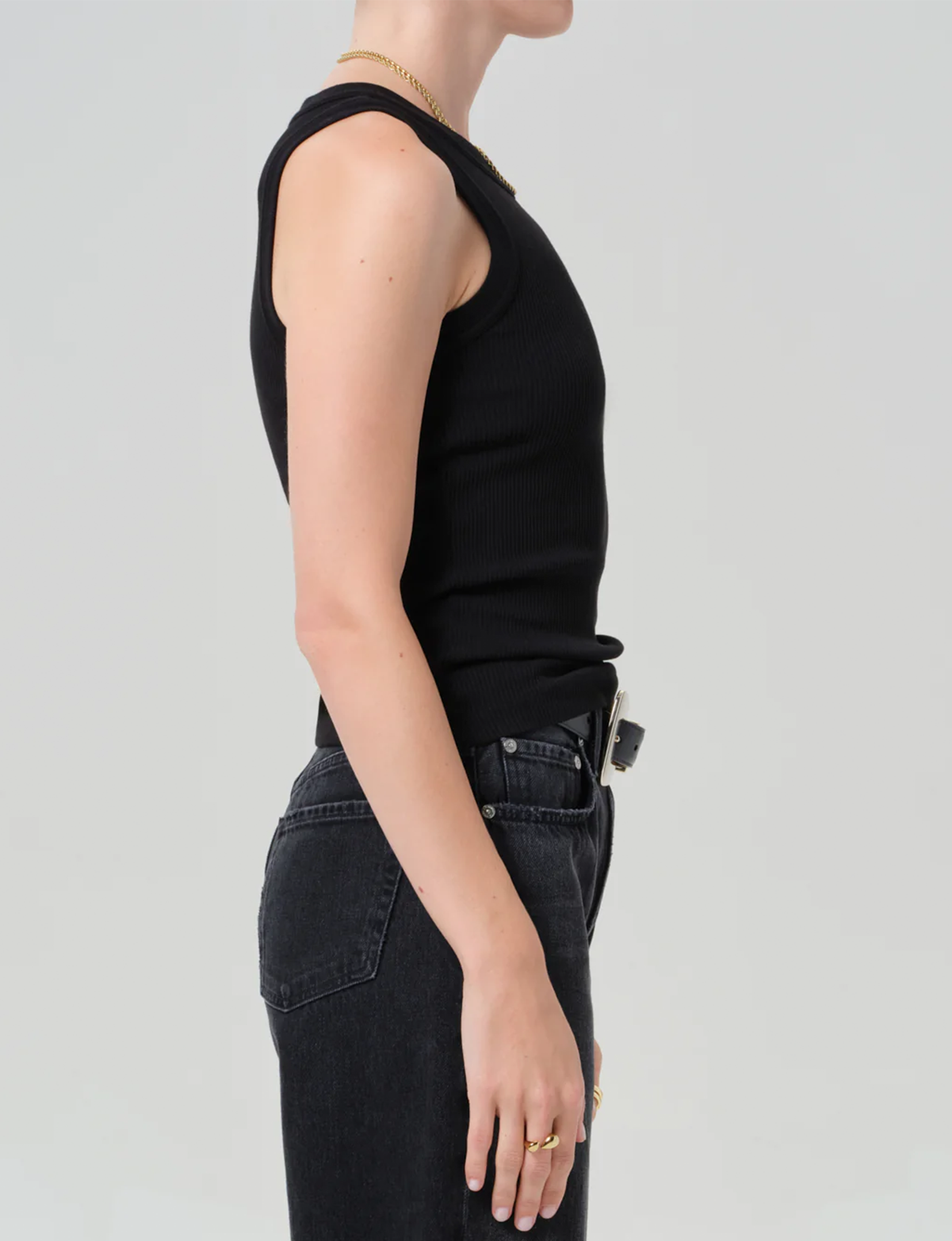 Isabel Rib Tank, Black