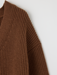 V Neck Cardigan, Brown