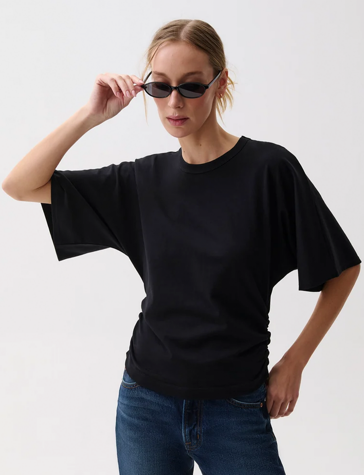 Veronica Kimono Fitted Tee, Noir