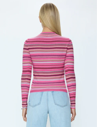 Madison L/S Crew Sweater, Pink/Brown Multi