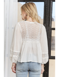 Priya Eyelet Top, White