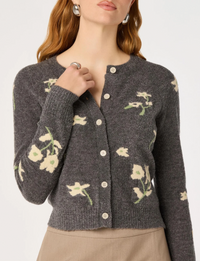 Joy Cardigan, Charcoal/Floral