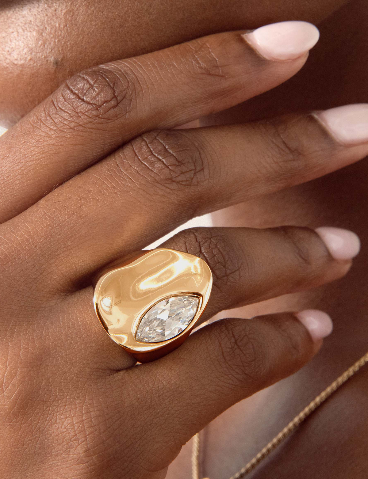 Liquid Crystal Statement Ring, Gold