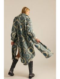 Brick Lane Jacquard Maxi Shirt Jacket, Blue/Combo