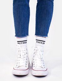 "Mother F*cker" Socks, White/Black
