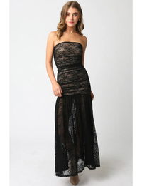 Jenna Lace Dress, Black/Nude