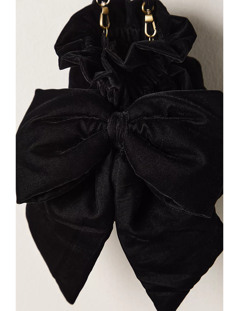 Belle Velvet Bow Bag, Black