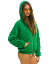 Quilted Relaxed Zip Hoodie, Kelly Green