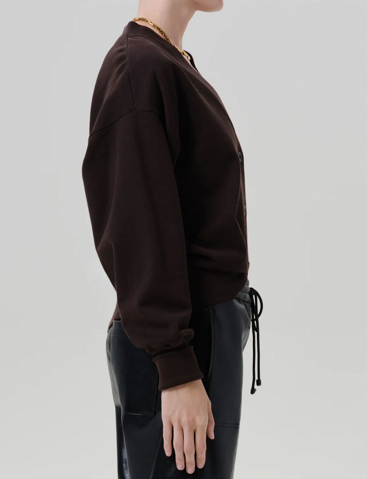 Fleece Cardigan, Chocolate