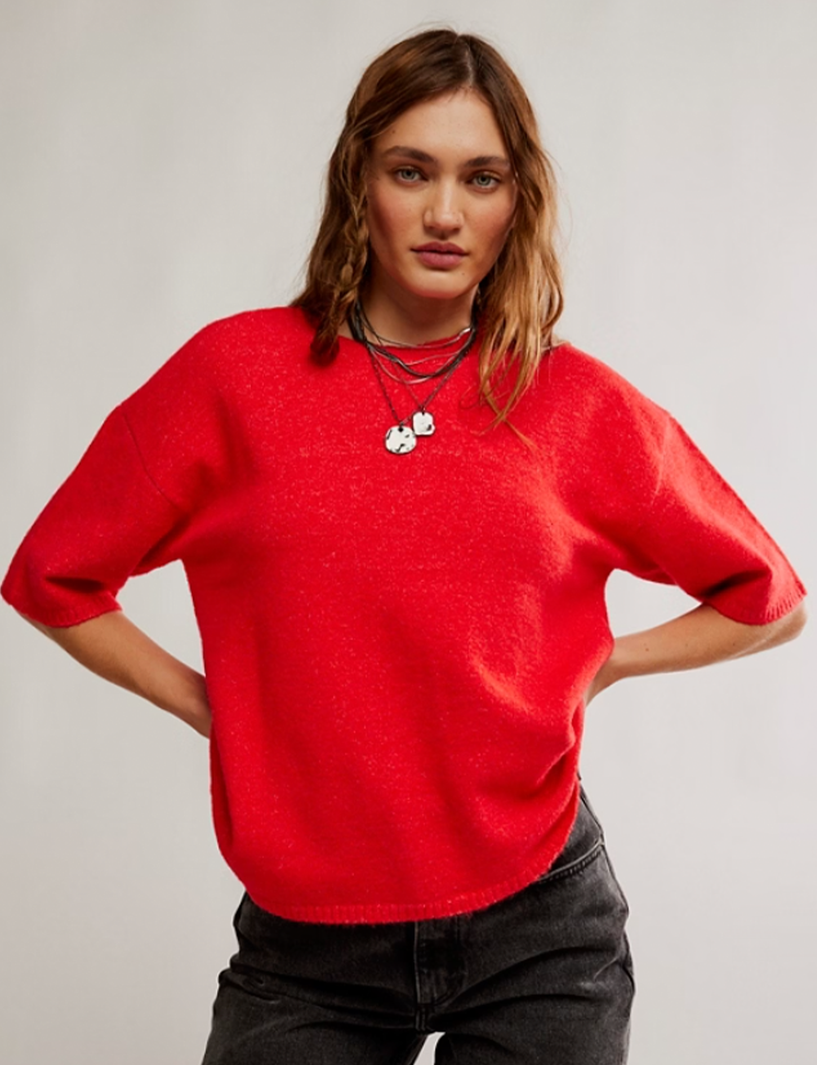 Margot Sweater Tee, Cherry Pop Melange