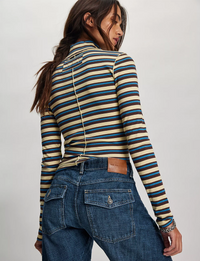 Good Good Stripe Turtleneck, Yellow/Combo