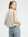 Cora Sleeveless Blouse, Cream Satin