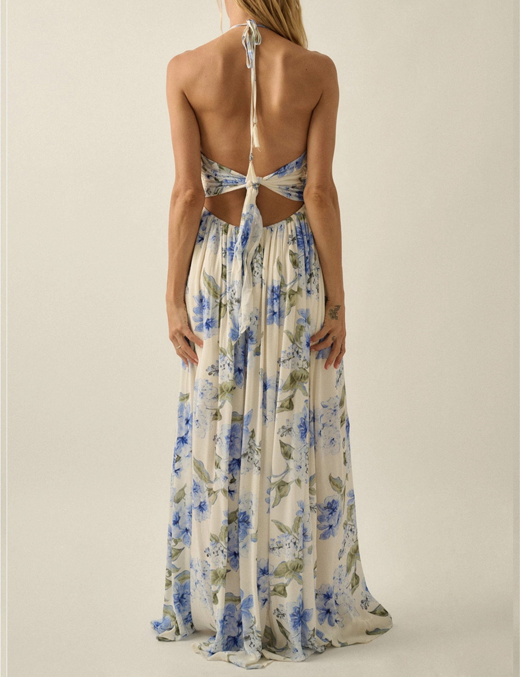 Floral Maxi Dress, Cream