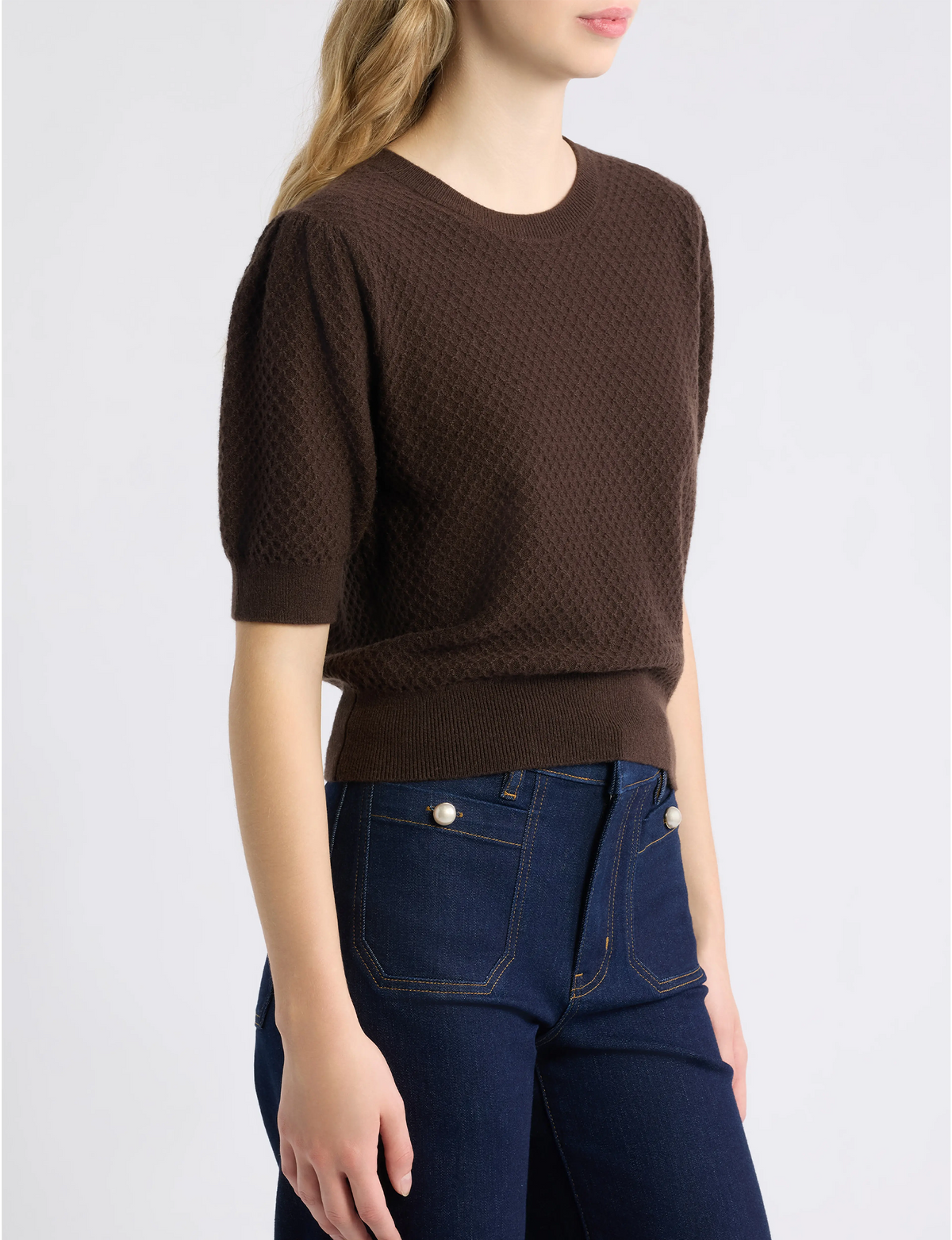 Cashmere Gathered Sweater, Mahogany