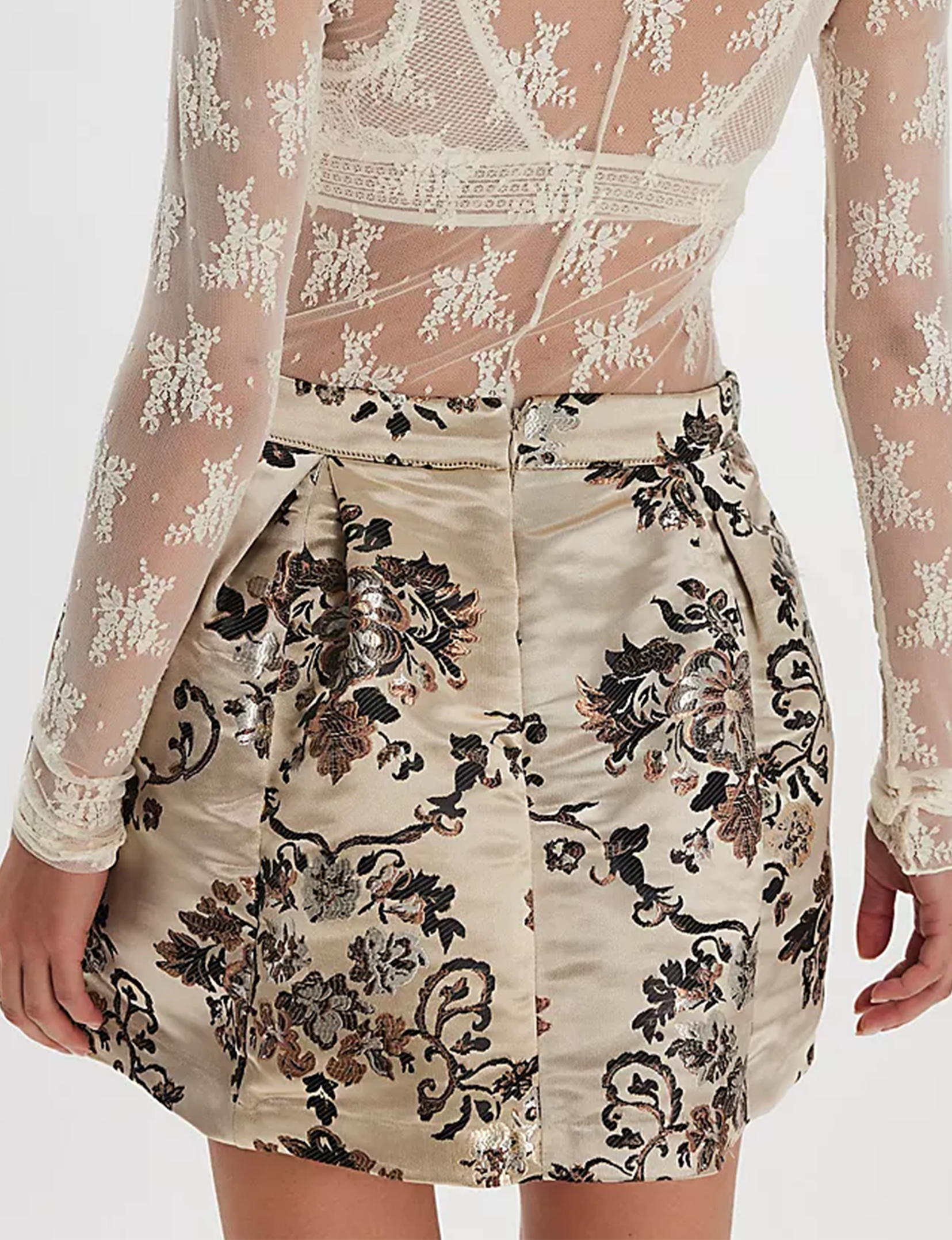 Benjamine Mini Skirt, Champagne Combo