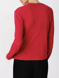 Slub Jersey Long Sleeve Crop Tee, Rubellite