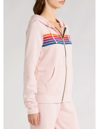 5 Stripe Zip Hoodie, Light Pink/Purple Orange