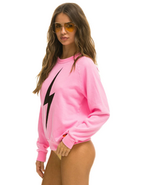 Bolt Crew Sweatshirt, Neon Pink/Black