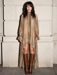 Chiffon Sheer Dress, Animal/Olive Combo