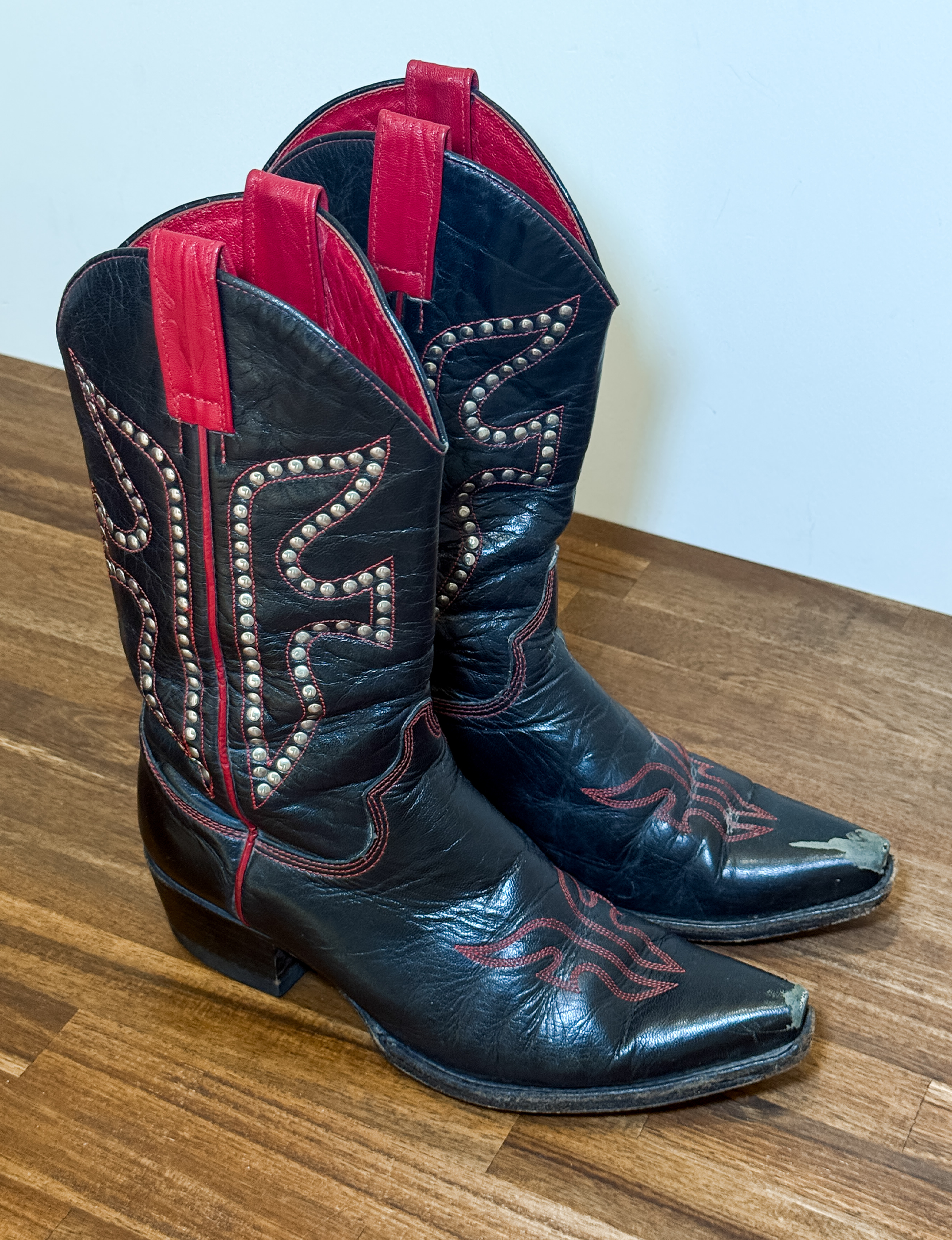 Frye Vintage Studded Cowboy Boot, Red/Black