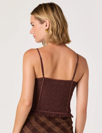 Lace Sweetheart Bustier Top, Brown