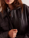 Buckle Up Vegan Leather Jacket, Black/Combo