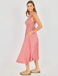 Apple Butter Midi Dress, Red/Ivory