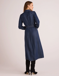 Western Yoke Midi Dress, Dark Denim