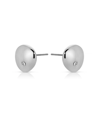 Polished Pebble Crystal Stud, Silver