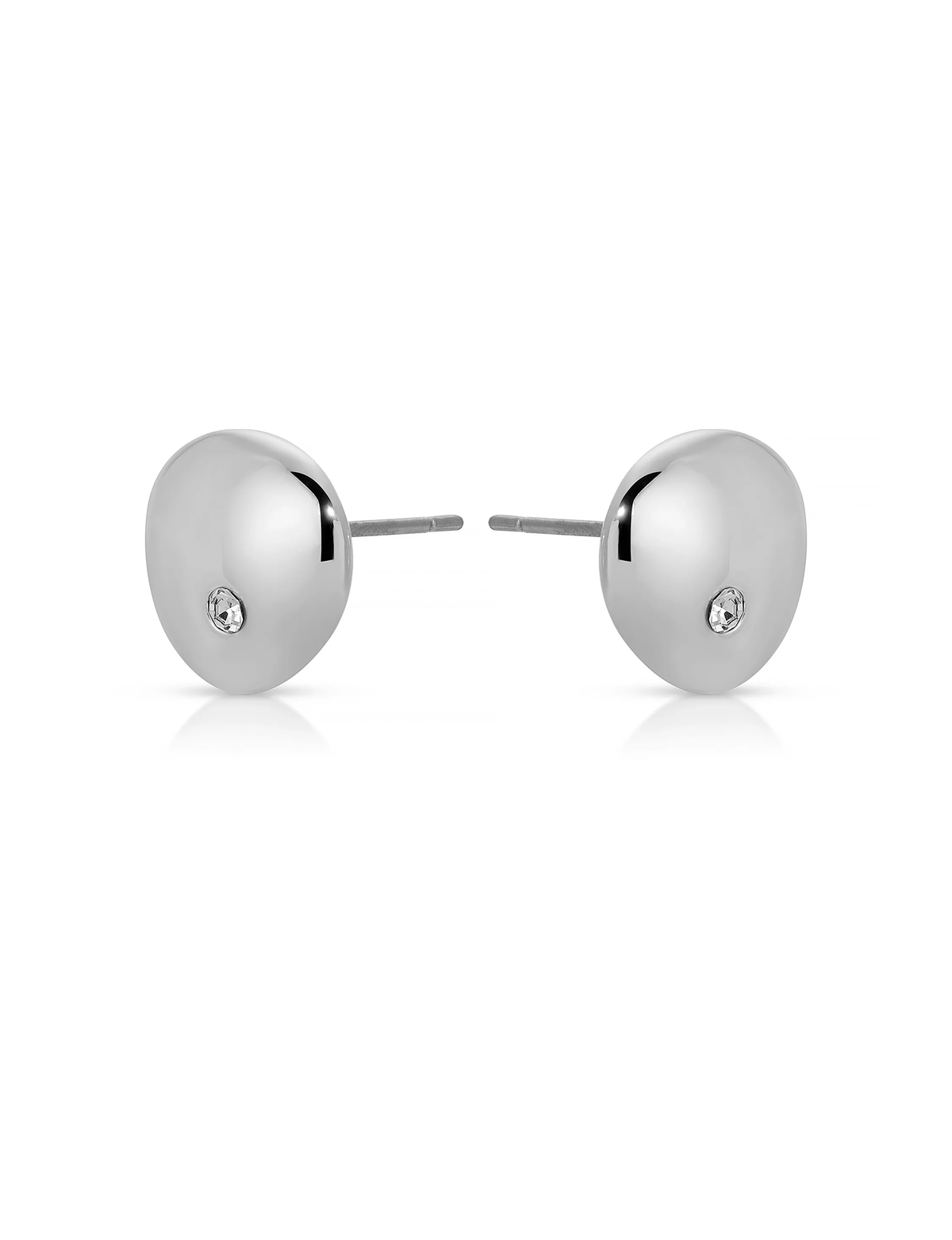 Polished Pebble Crystal Stud, Silver