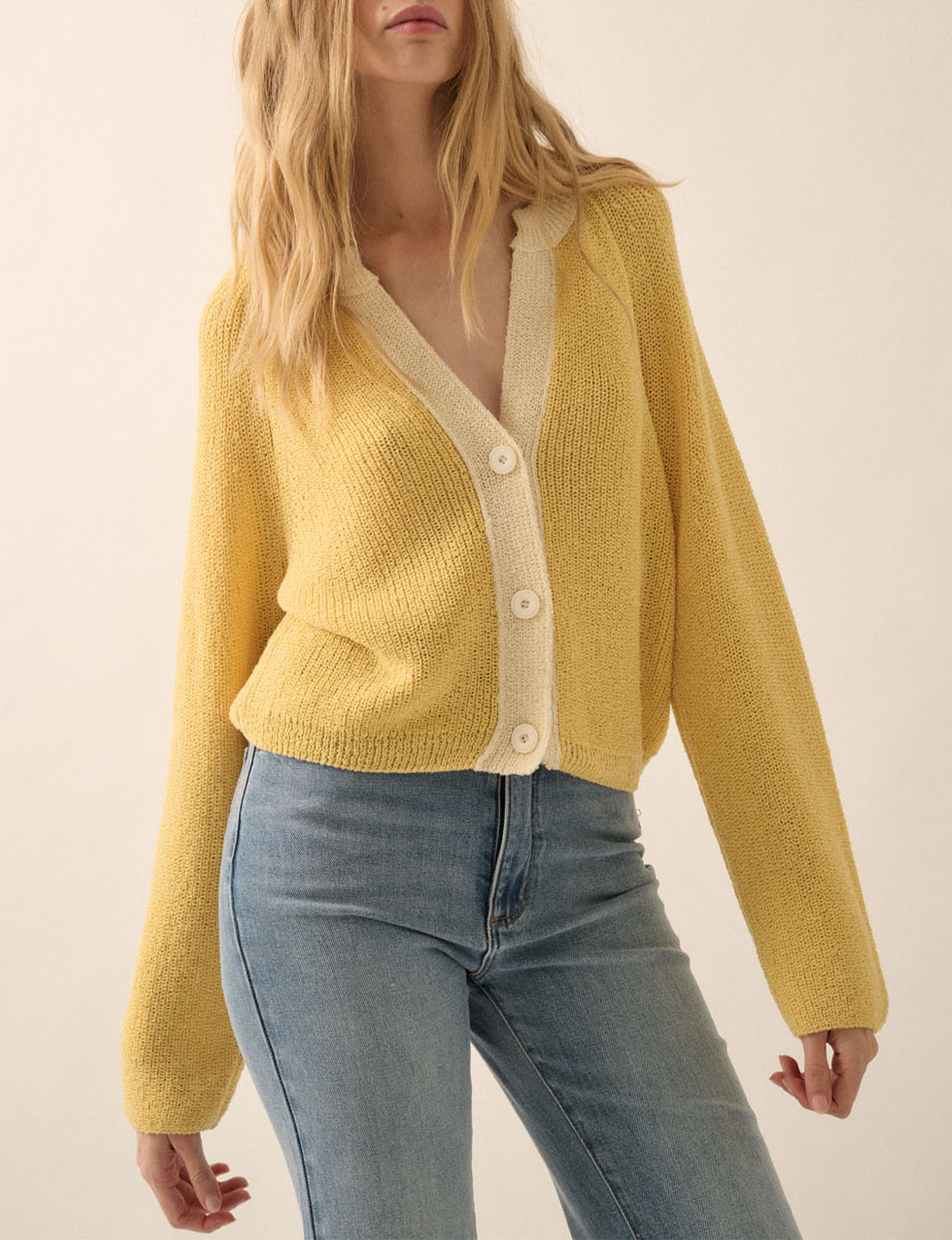 Contrast Cardi, Butter Yellow