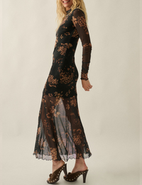 Wildflower Mesh Dress, Black