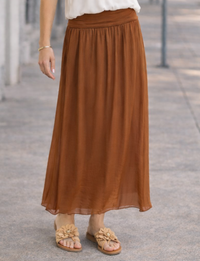 Brenda Fold Over Waist Skirt, Rust