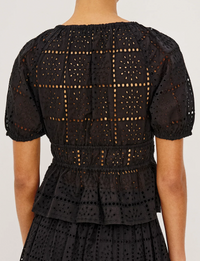 Argenta Embroidered Top, Black