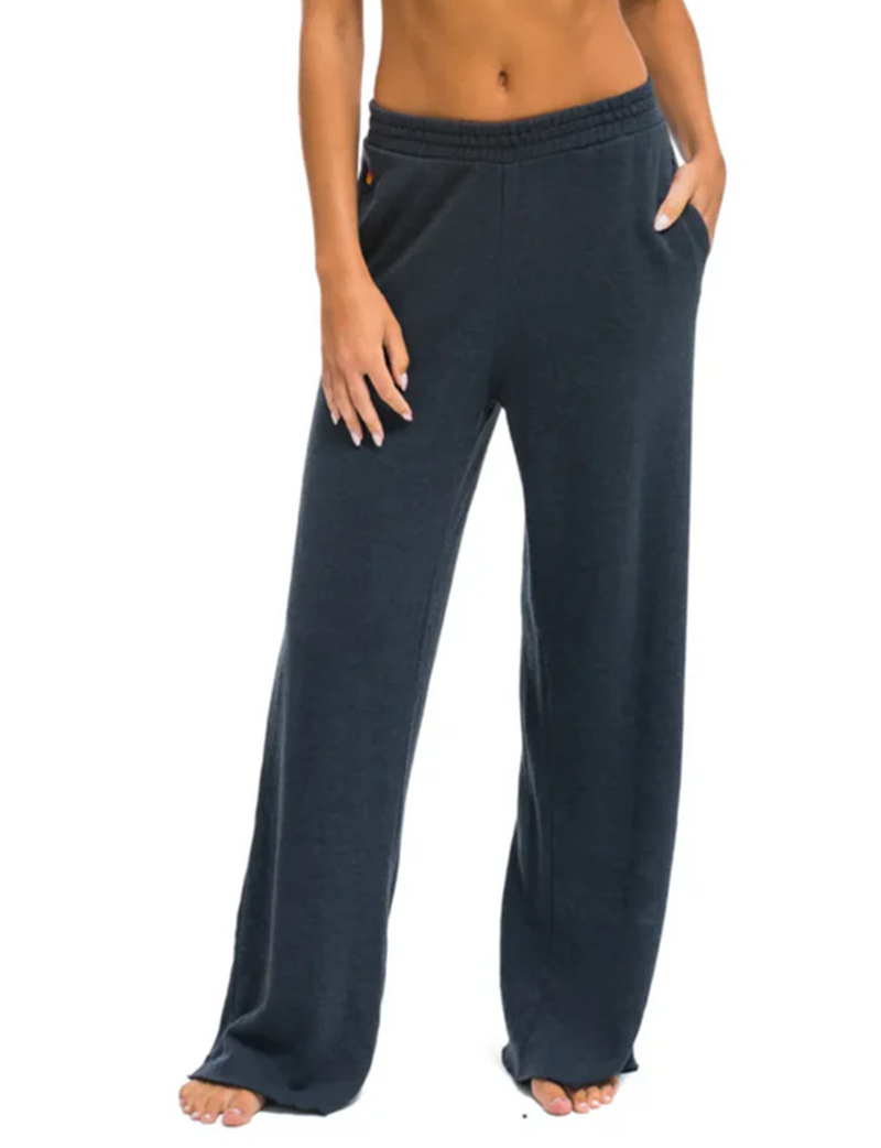 Womens Wide Leg Pocket Sweatpants, Charcoal