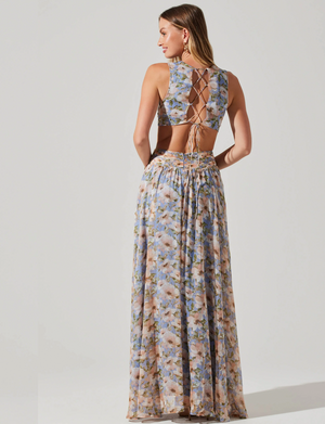 Noya Floral Maxi Dress, Iris Blue Blush