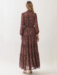 Western Presley Maxi Dress, Wine/Multi