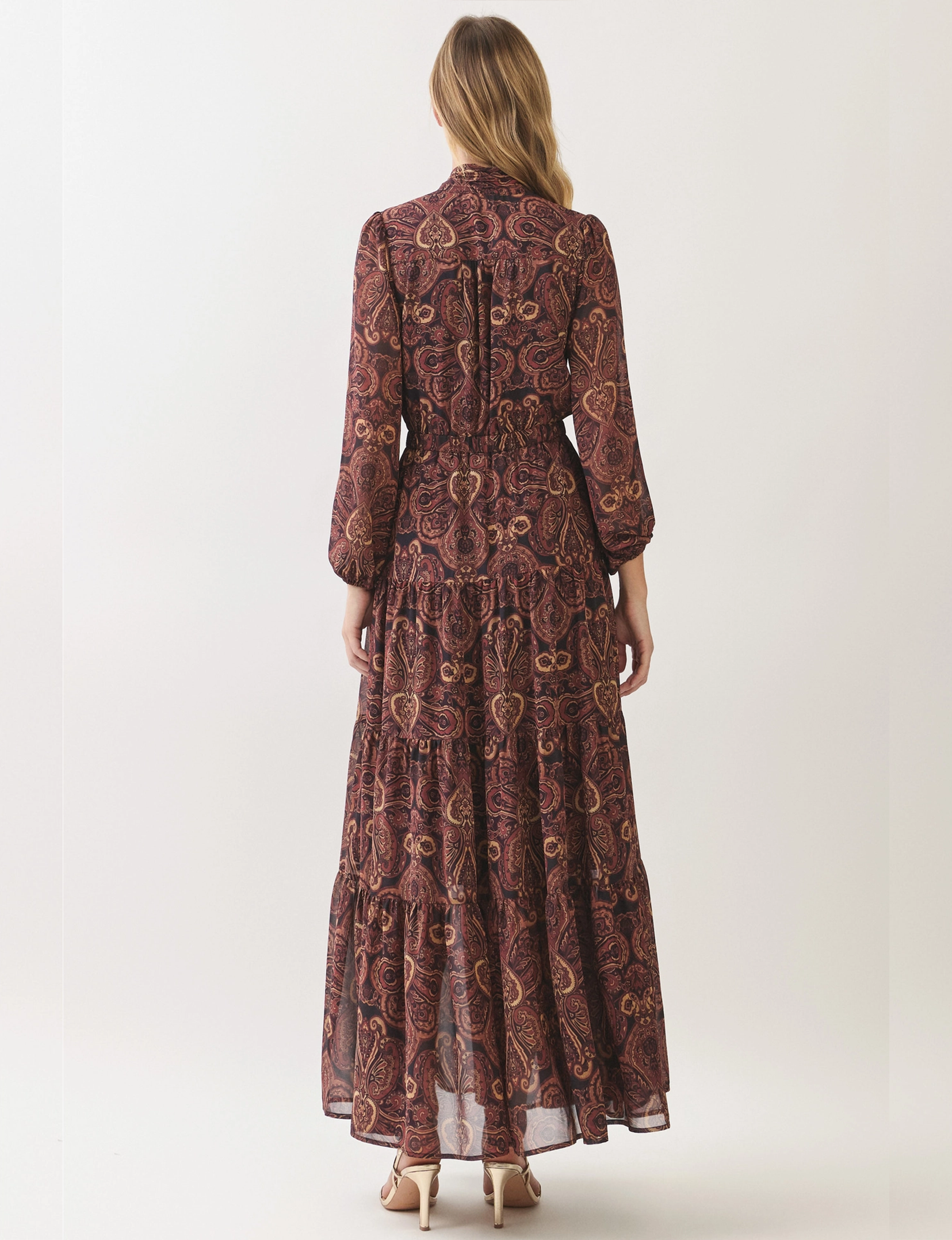 Western Presley Maxi Dress, Wine/Multi