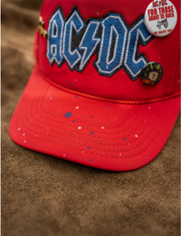 AC/DC Lightening Trucker Hat, Red