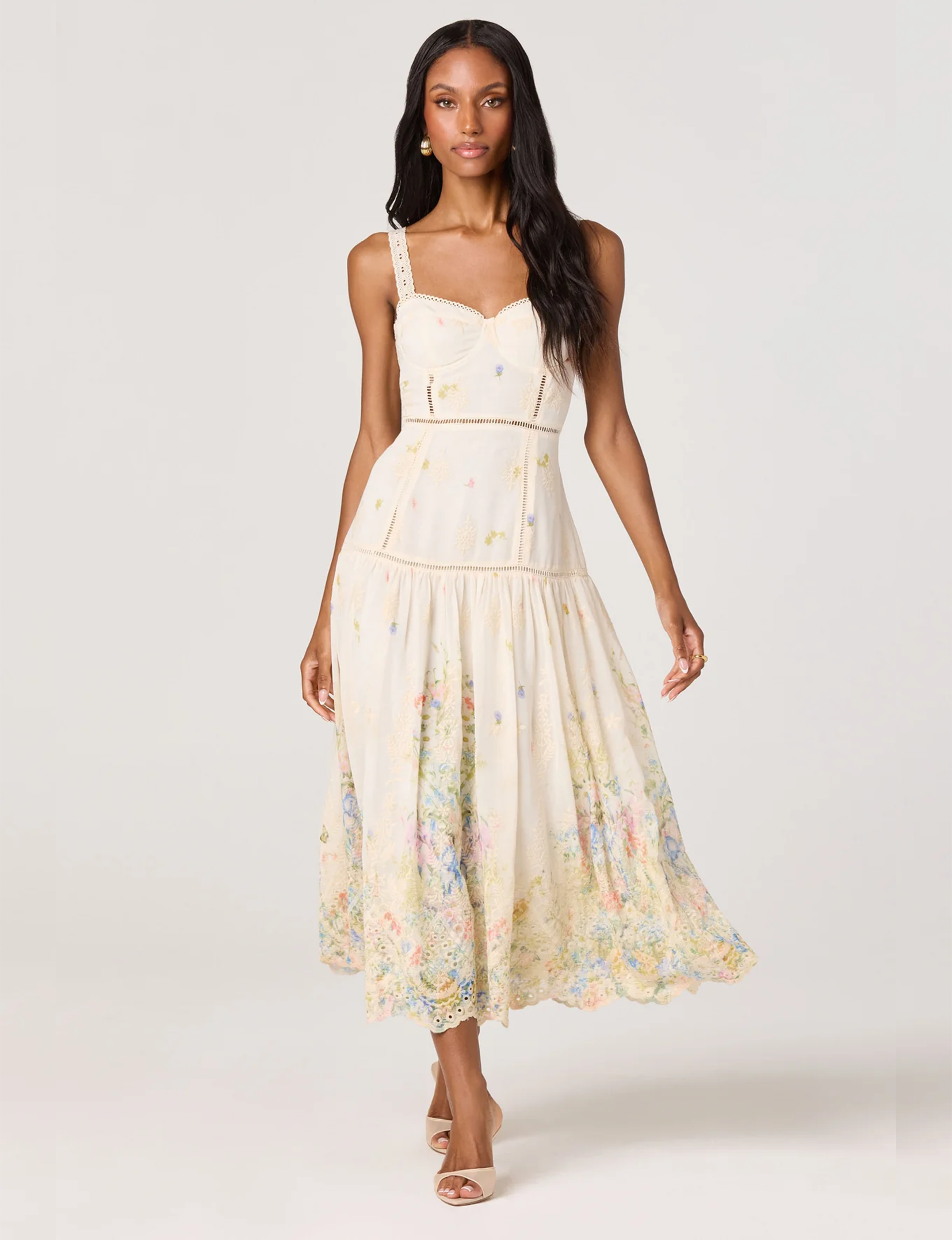 Pellagia Dress, Cream/Multi Floral