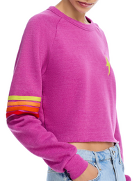 Stitch Bolt Rugby Crew Sweatshirt, Magenta/Orange Yellow