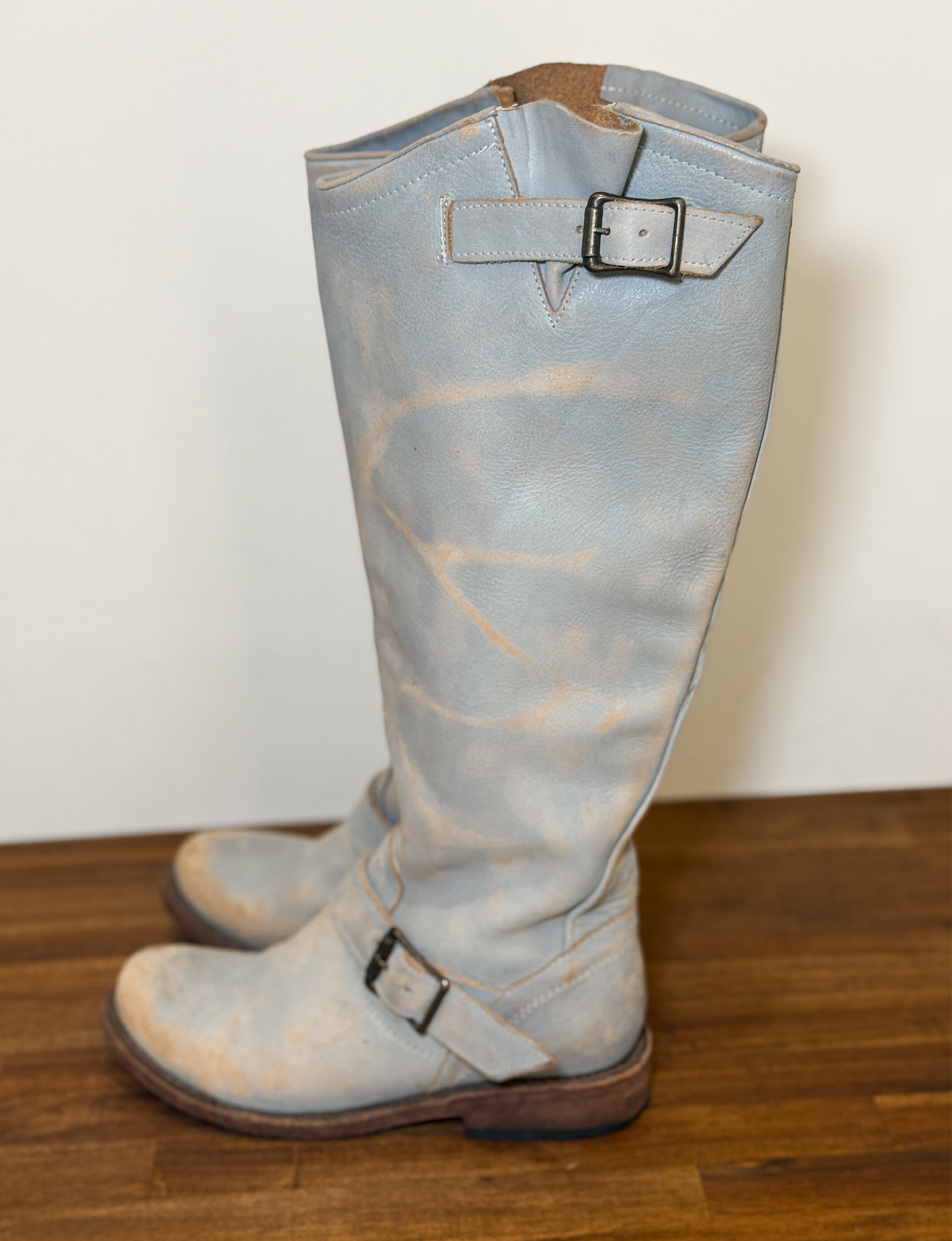 Freebird Tall Leather Boot, Distressed Stone