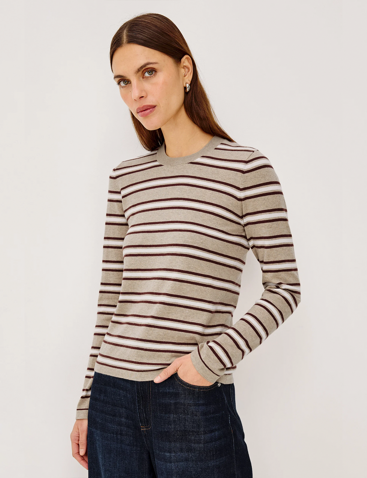Davie Top, Heather/Oat Stripe