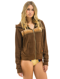 5 Stripe Zip Hoodie, Chocolate/Espresso